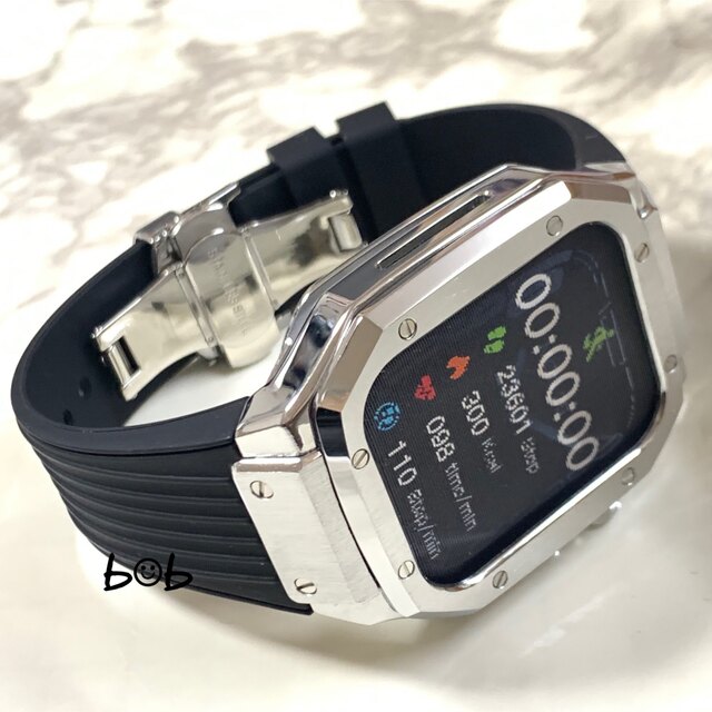 bbb☆Apple Watch ラバーアップルウォッチバンドカスタムメタルケース