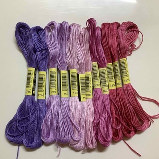 刺繍糸セット ⑦青紫〜ピンク系(生地/糸)