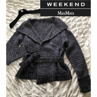 マックスマーラ(Max Mara)のweekend MaxMara アルパカ混　ショートニットガウン　Mイタリヤ製(カーディガン)