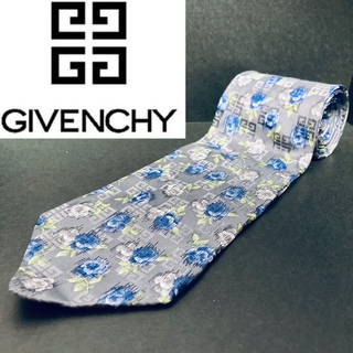 GIVENCHY - 【美品】 GIVENCHY/ジバンシー　ネクタイ　ブルー　ロゴ柄