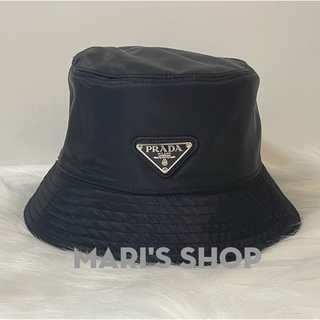 PRADA プラダ バケットハット ハット ロゴ 帽子 黒 Mサイズ