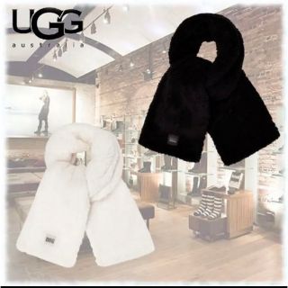 アグ(UGG)のUGG アグ　ロゴ　シェルパ　マフラー　ホワイト(マフラー/ショール)