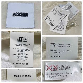 本物 新品 タグ付 モスキーノ パール装飾 ノーカラー ジャケット 38
