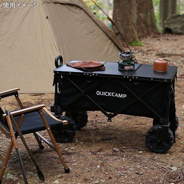 クイックキャンプ ミニ三つ折りテーブル ワゴン用 BK ブラック 1017