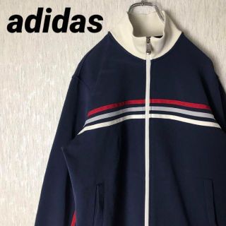 アディダス(adidas)の美品✨adidasトラックジャケット　ネイビー　ガイコツスリーストライプス　L(ジャージ)