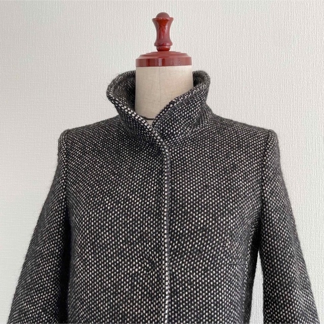 BRUNELLO CUCINELLI(ブルネロクチネリ)のPESERICO ペセリコ ウールフレアコート ツイード ロングコート 黒 レディースのジャケット/アウター(ロングコート)の商品写真