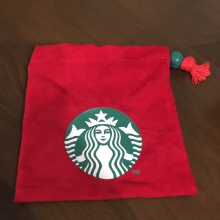 スターバックスコーヒー(Starbucks Coffee)のスタバ　スターバックス　巾着　巾着袋　赤　クリスマス限定(ポーチ)