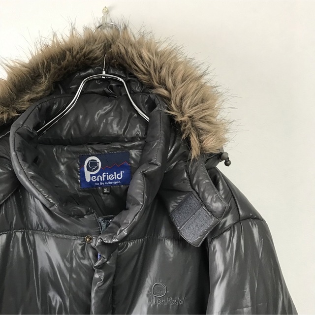 美品 penfield 中綿 フード付きファーブルゾン チャコールグレー