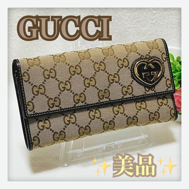 極美品‼️ グッチ　GUCCI 財布　折り財布　ラブリーハート　GGキャンバス