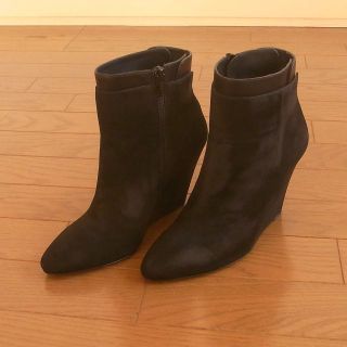 ビンス(Vince)の美品 VINCE ヴィンス ブーツ 37ハーフ 黒 ブラック レザー(ハイヒール/パンプス)