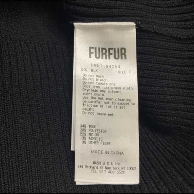 定価3万円 FUR FURヘアピンカラーニットカーディガン 黒 3