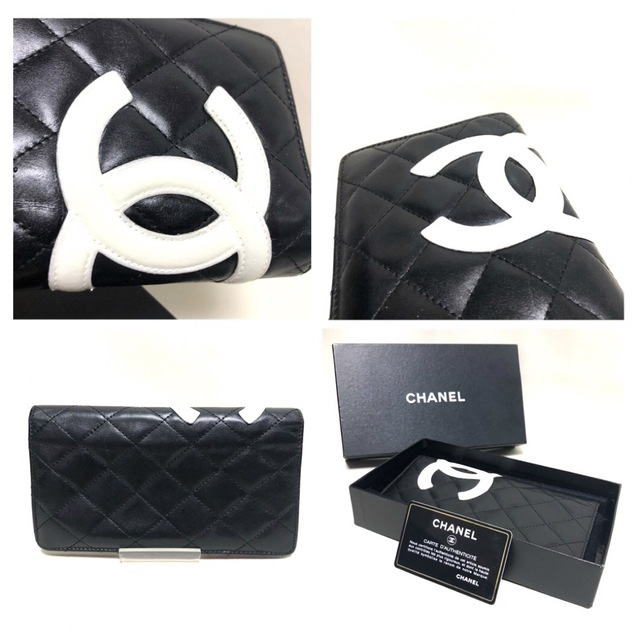 CHANEL シャネル カンボンライン 長財布 ブラック/ピンク