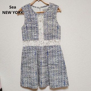 シーニューヨーク(Sea New York)の美品　sea NEW YORK　ワンピース　ツイード　シーニューヨーク　レース(ひざ丈ワンピース)