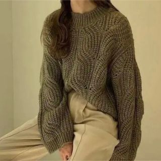 カスタネ(Kastane)のAmiur lightly mix loose knit    olive(ニット/セーター)