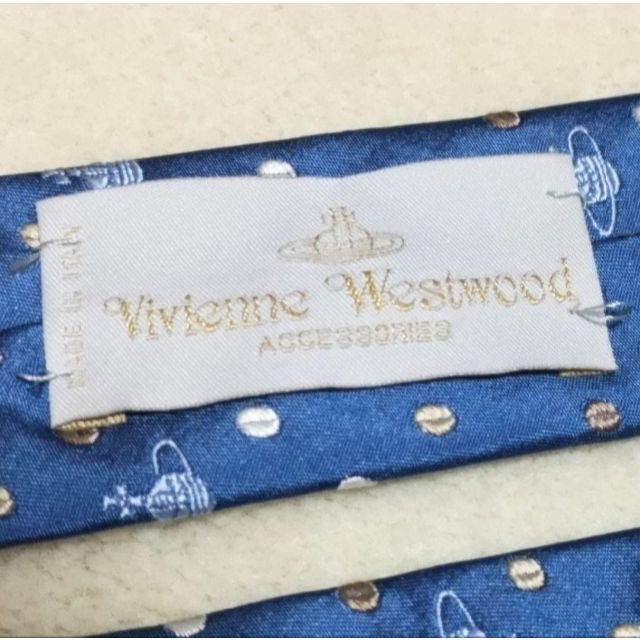 美品✨️✨Vivienne Westwoodオーブ柄ネクタイ ブルー