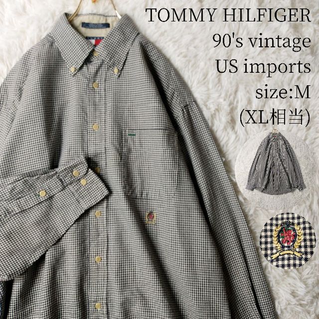 TOMMY HILFIGER(トミーヒルフィガー)の90s★一点物US輸入★トミーヒルフィガー 長袖ボタンダウンシャツ ピンチェック メンズのトップス(シャツ)の商品写真