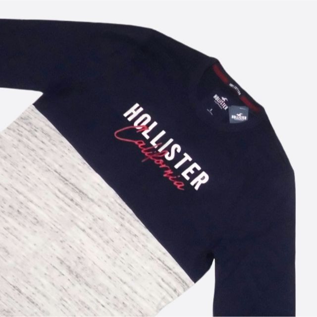 Hollister(ホリスター)の★新品★ホリスター★ロゴ刺繍切替長袖Tシャツ (Navy/Grey/S) メンズのトップス(Tシャツ/カットソー(七分/長袖))の商品写真