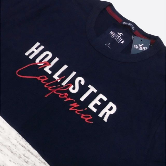 Hollister(ホリスター)の★新品★ホリスター★ロゴ刺繍切替長袖Tシャツ (Navy/Grey/S) メンズのトップス(Tシャツ/カットソー(七分/長袖))の商品写真