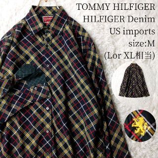 ヒルフィガーデニム(HILFIGER DENIM)の一点物US輸入★ヒルフィガーデニム 長袖ドレスシャツ バイアスチェック ブラック(シャツ)