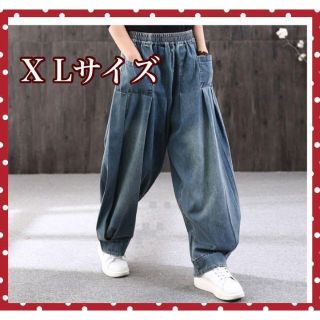 【新品】サルエルパンツ　ワイドデニム　XL(デニム/ジーンズ)