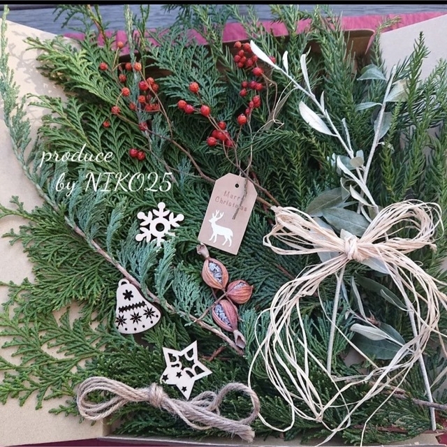 ◎◎森のスワッグクリスマスハンドメイド材料セット ハンドメイドのフラワー/ガーデン(ドライフラワー)の商品写真