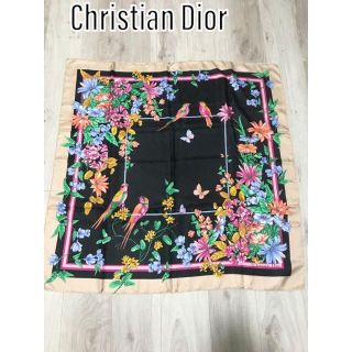 クリスチャンディオール(Christian Dior)の【美品】クリスチャンディオール 花柄 スカーフ ストール Dior 大判 ピンク(バンダナ/スカーフ)