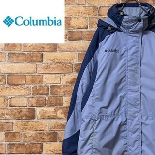 コロンビア(Columbia)のコロンビア　マウンテンパーカー　中綿　ブルー　刺繍ロゴ　アウトドア　古着女子　L(その他)