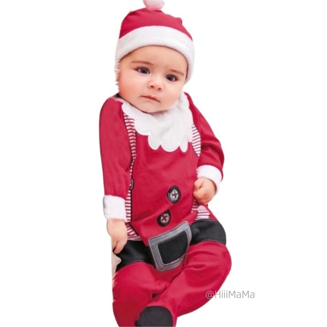 クリスマス エルフ ロンパース 帽子 Xmas サンタ トナカイ 着ぐるみ キッズ/ベビー/マタニティのキッズ服男の子用(90cm~)(パジャマ)の商品写真