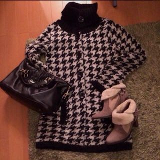 ザラ(ZARA)のZARA♥︎千鳥柄ニットコート(ロングコート)