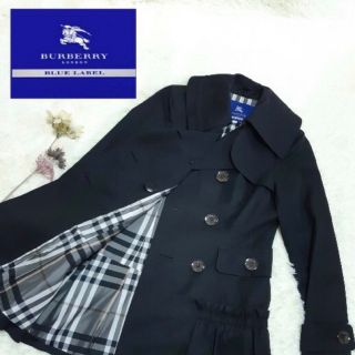 バーバリーブルーレーベル(BURBERRY BLUE LABEL)のBLUE LABEL 黒 フリル付きコート（ブルーレーベル）(トレンチコート)