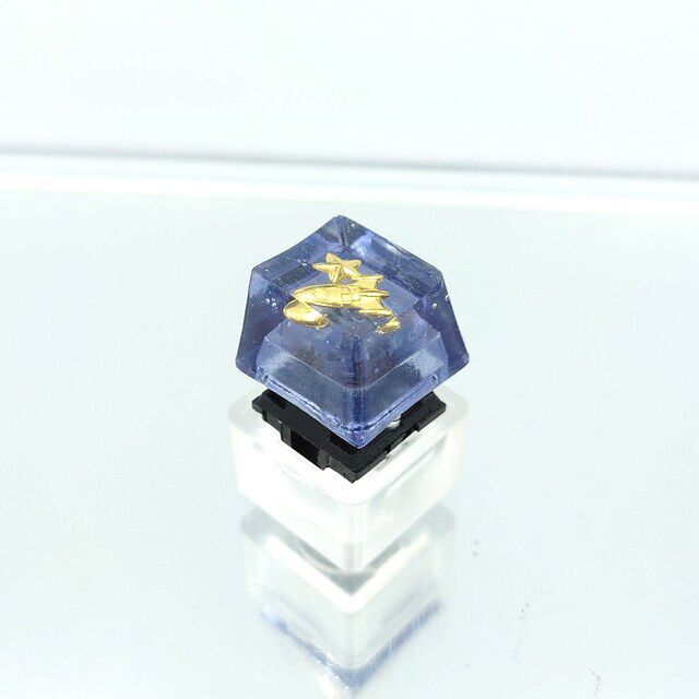 自作キーキャップ ロケットと星 金色② ゴールド系 キートップ keycap