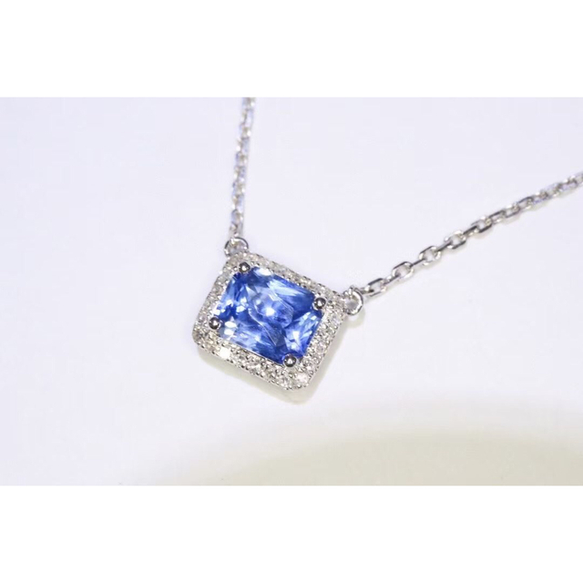 天然コーンフラワー ブルーサファイア ダイヤ ネックレス2.8ct k18 fネックレス