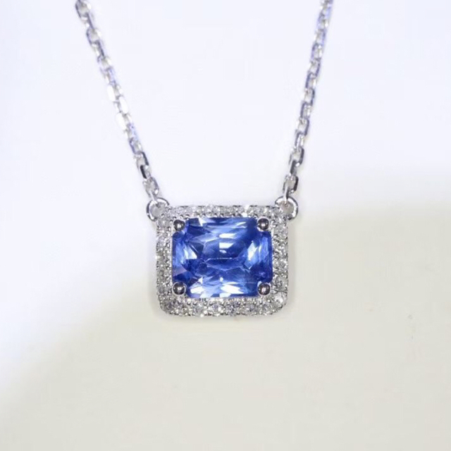 天然コーンフラワー ブルーサファイア ダイヤ ネックレス2.8ct k18 fネックレス