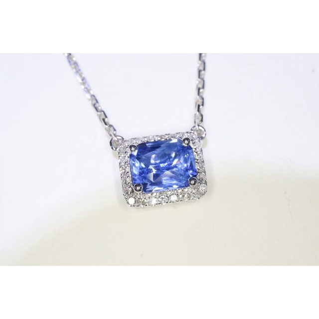 天然コーンフラワー ブルーサファイア ダイヤ ネックレス2.8ct k18 fネックレス