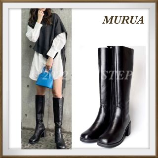 ムルーア(MURUA)のs284 新品 ムルーア ラウンドロングブーツ 美脚ブーツ 24.5(ブーツ)