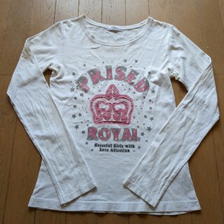160cm 白 長袖Tシャツ ラメ ピンク シルバー(Tシャツ/カットソー)