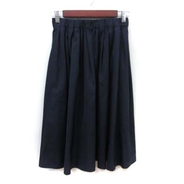 NATURAL BEAUTY BASIC(ナチュラルビューティーベーシック)のナチュラルビューティーベーシック フレアスカート ギャザー ミモレ S 紺 レディースのスカート(ロングスカート)の商品写真