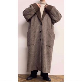 ケービーエフ(KBF)のamiur double face check coat  Brown S(ロングコート)