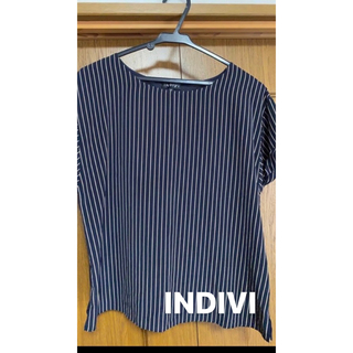 インディヴィ(INDIVI)のストライプカットソー　INDIVI(カットソー(半袖/袖なし))