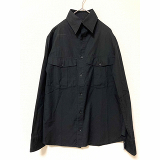 ヨウジヤマモト(Yohji Yamamoto)のヨウジヤマモト  長袖シャツ　ワーク　ポケット　黒　ブラック　メンズ　コットン(シャツ)