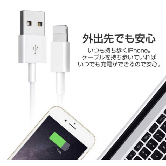 【大特価SALE】5本　お得　iPhone ライトニングケーブル　1m スマホ/家電/カメラのスマートフォン/携帯電話(バッテリー/充電器)の商品写真