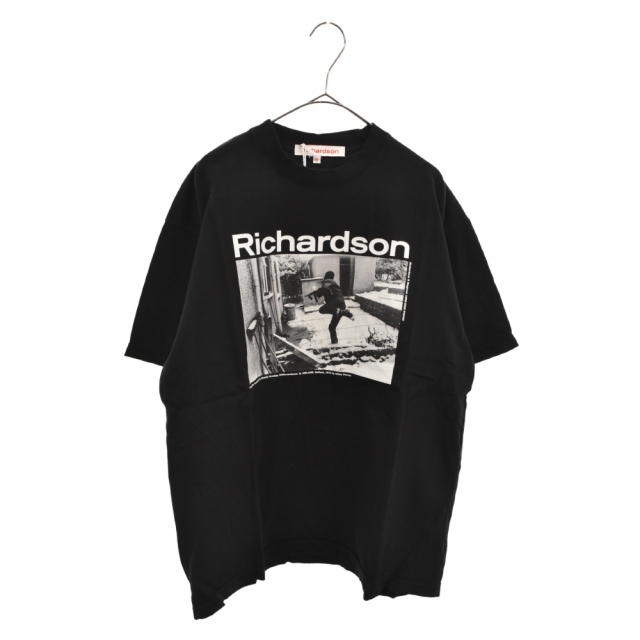 513センチ袖丈Richardson リチャードソン フロントグラフィック プリント クルーネック半袖Tシャツ ブラック