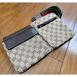 グッチ(Gucci)のGUCCI ウエストポーチ シェリーライン キャンバス ショルダーバッグ(ウエストポーチ)