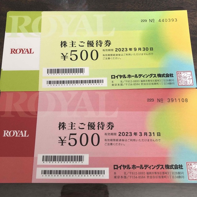 ロイヤルホールディングス 株主優待       8000円分