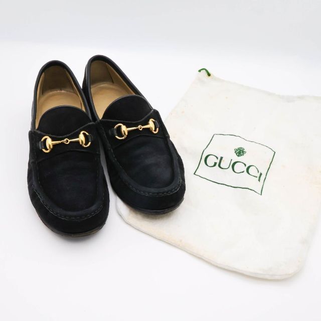 《人気》GUCCI ローファー ブラック スエード ホースビット金具 22cm