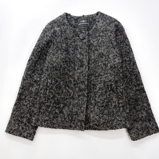 美品】グレースコンチネンタル ファー ツイード ノーカラー 千鳥格子 M