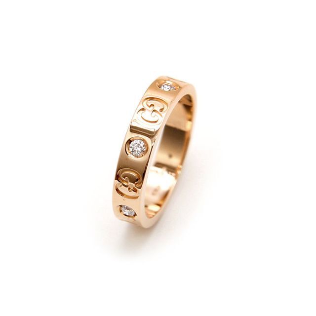 高級品市場 - Gucci 美品 指輪 11.5号 12 6Pダイヤ入 アイコンリング K18PG グッチ リング(指輪)