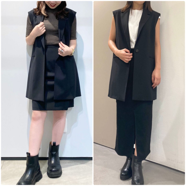 theory(セオリー)の theory 今期　22AW Traceable Wool ミドル丈ベスト　黒 レディースのトップス(ベスト/ジレ)の商品写真