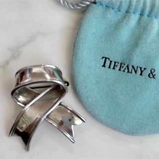 Tiffany & Co. - TIFFANY ティファニー　リボン　ブローチ　シルバー　ビンテージ　レア