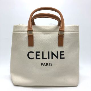 セリーヌ(celine)のセリーヌ CELINE ホリゾンタル カバ ロゴ トートバッグ キャンバス/レザー ナチュラル／タン ホワイト(トートバッグ)